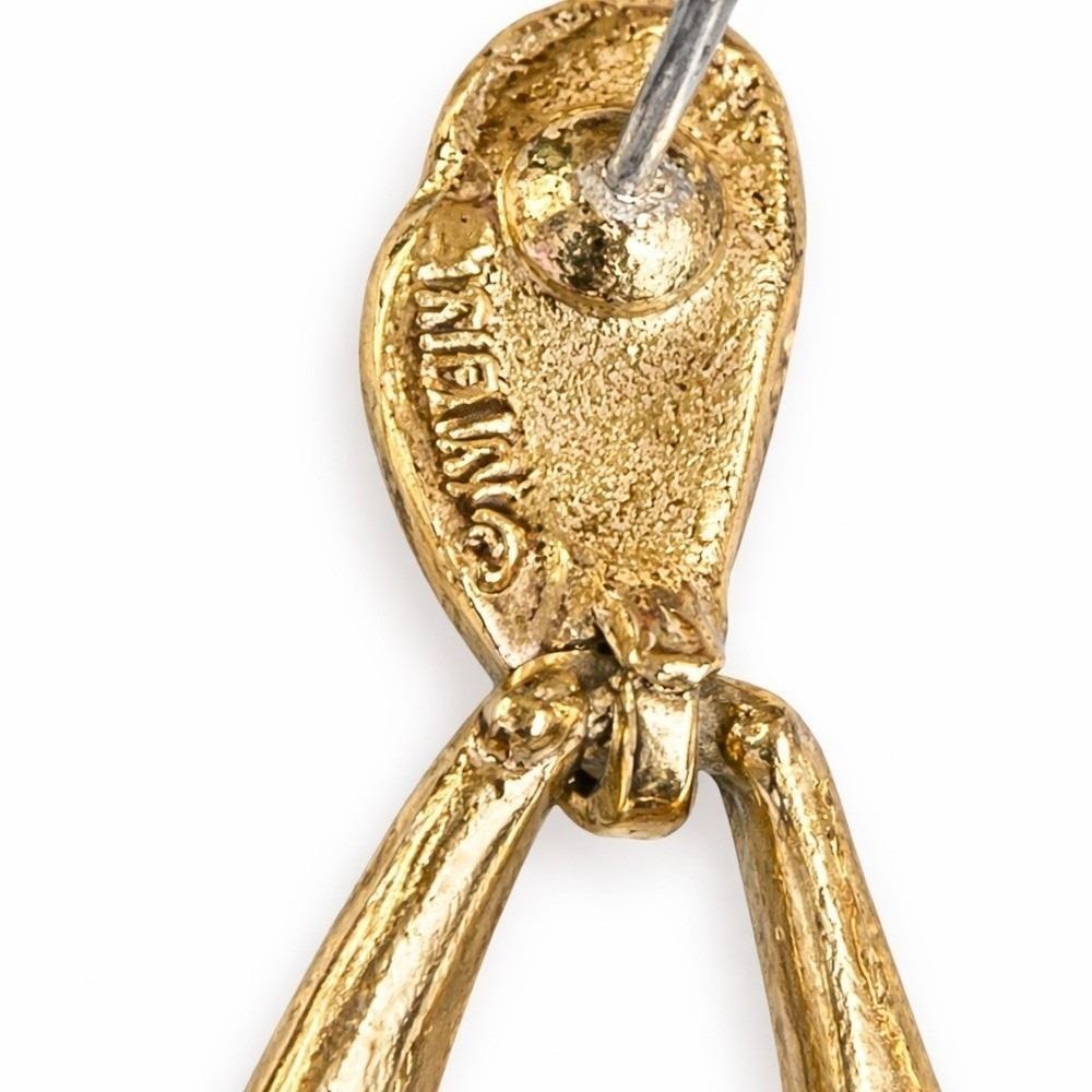 Vintage Signed Trifari Gold Tone Abstract Dangle Earrings – Sculptural - Picture 7 of 7